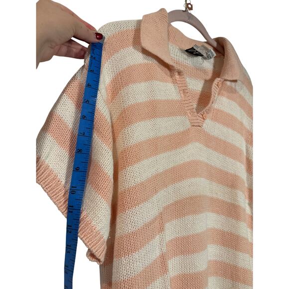 RARE Vintage 1980s Ms Russ 22W Plus Size Pink Peach White Cotton Striped Sweater - Picture 5 of 10